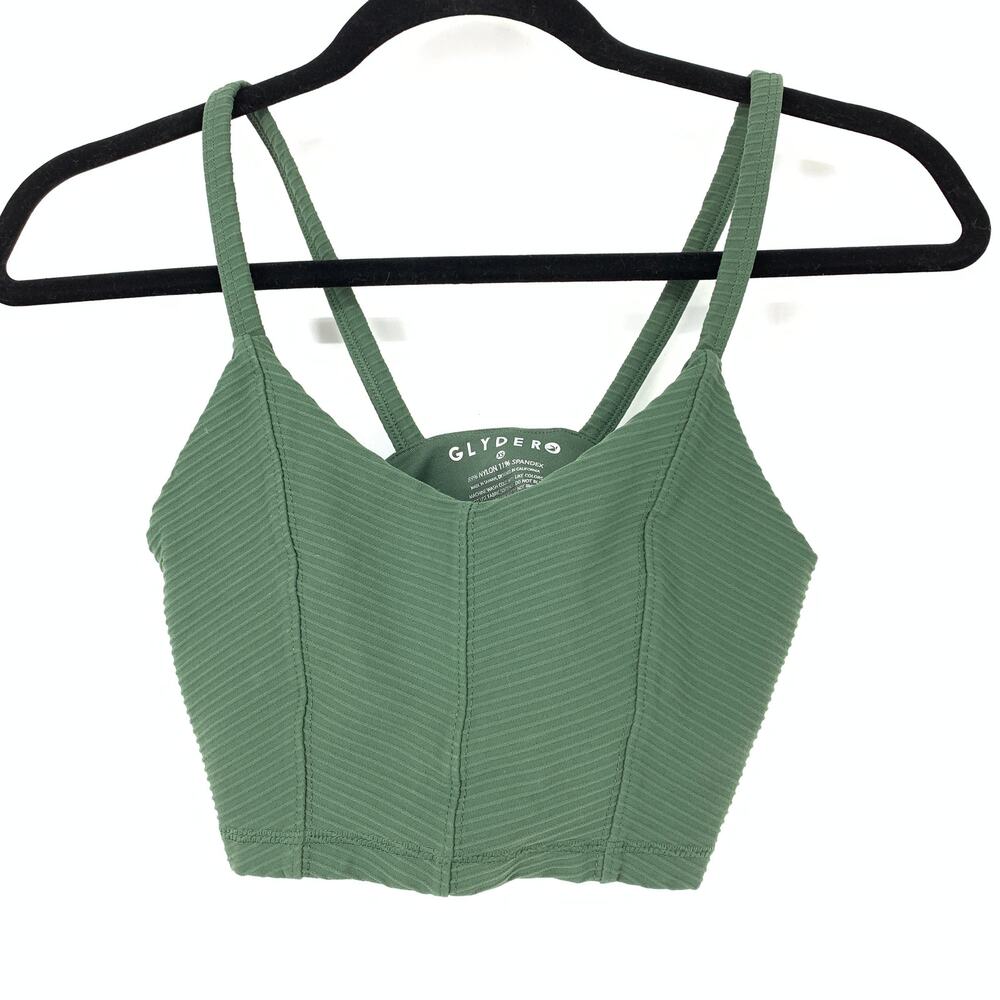 Glyder Bra Women's Size XS Lightweight Ribbed Cami Sleeveless Solid Green